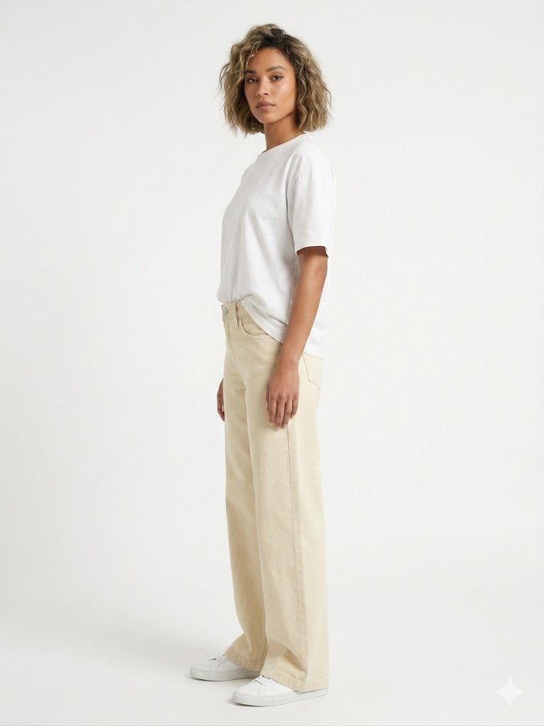 Low Rise Wide Leg Ecru