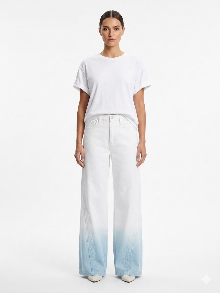 Wide Leg White Dip-Dye