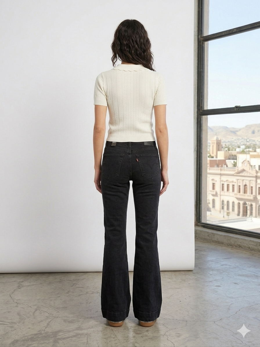 70s Low Rise Flare Bell Black