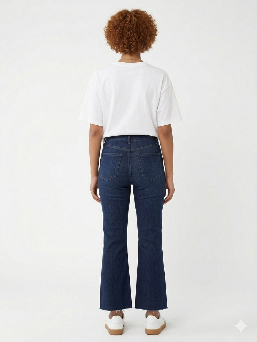 Kick Flare High Rise Cropped Indigo