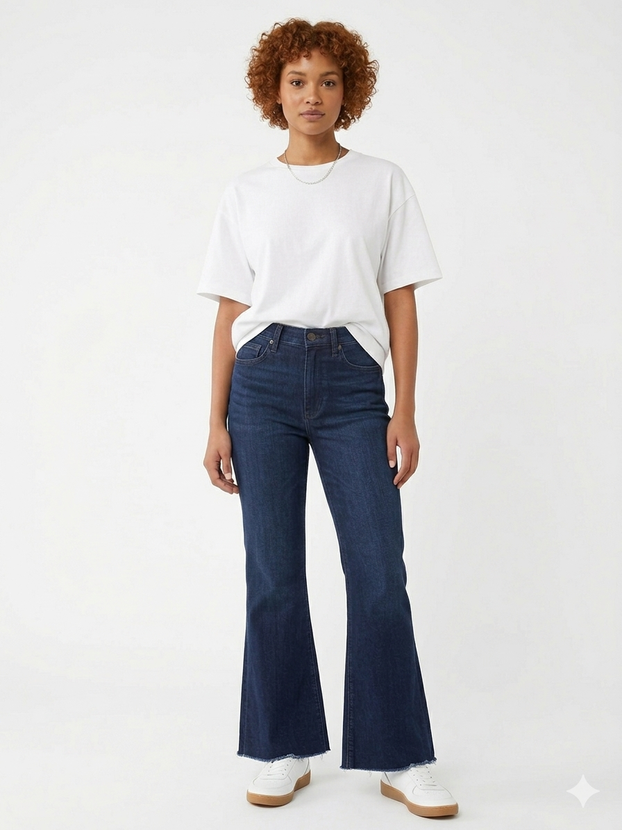 Kick Flare High Rise Cropped Indigo