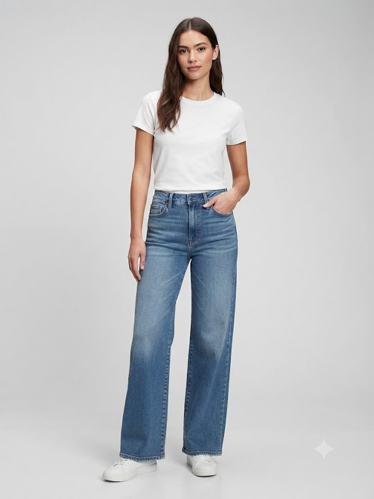 Mid Rise Wide Leg Mid