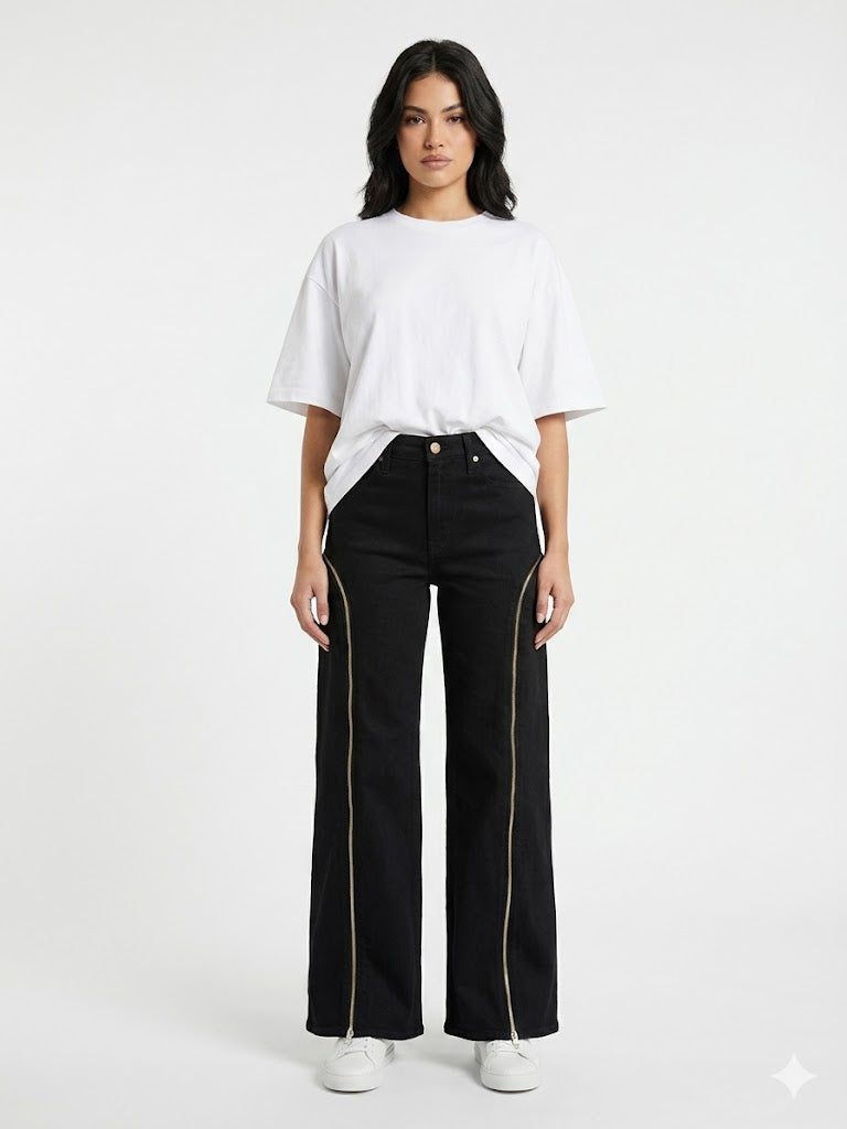 Wide Leg Fastener Black