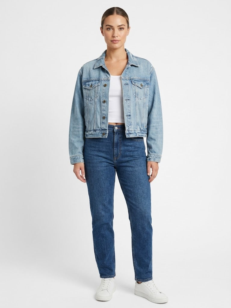 Denim Cropped Jacket CK