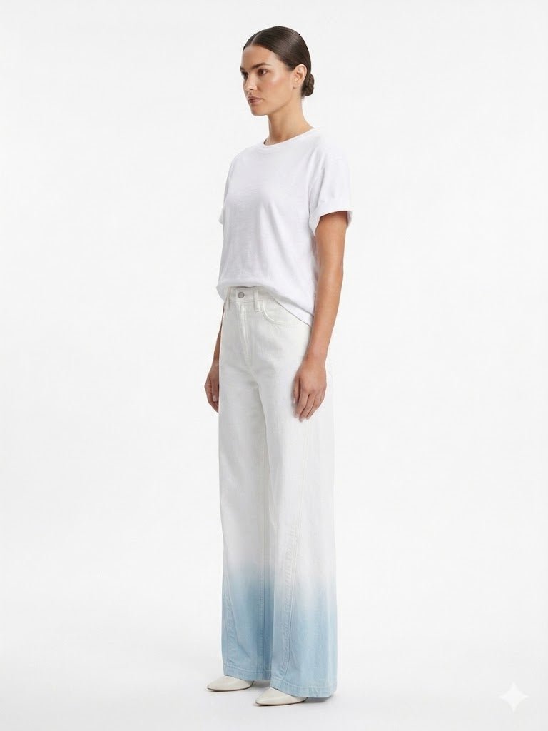 Wide Leg White Dip-Dye