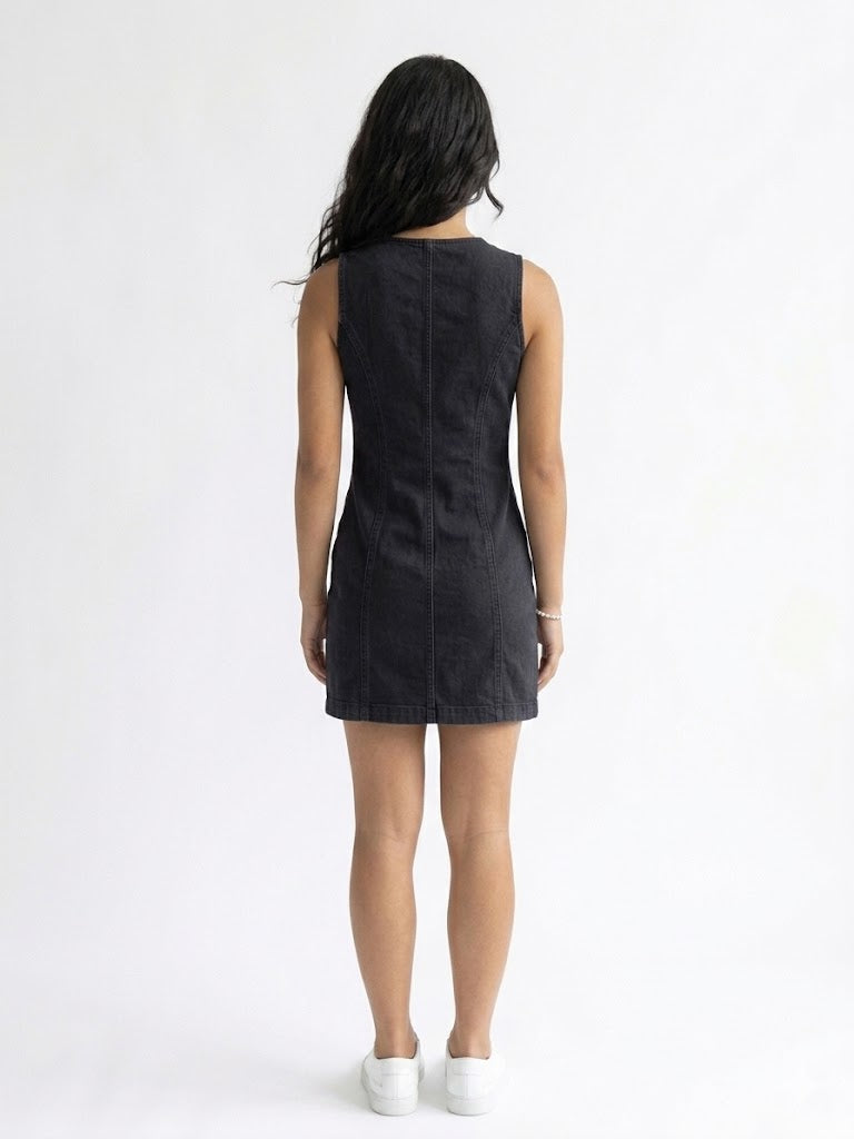 Denim Night Front Midi Dress