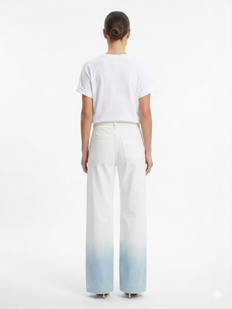 Wide Leg White Dip-Dye
