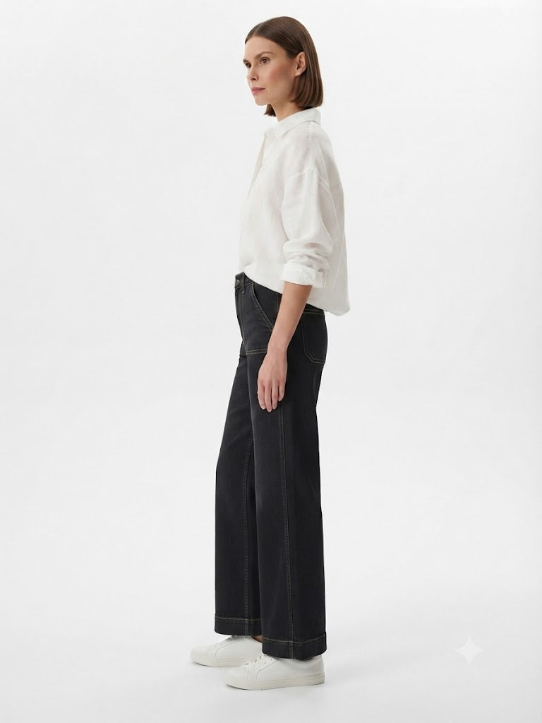 Mid Rise Wide Leg Black
